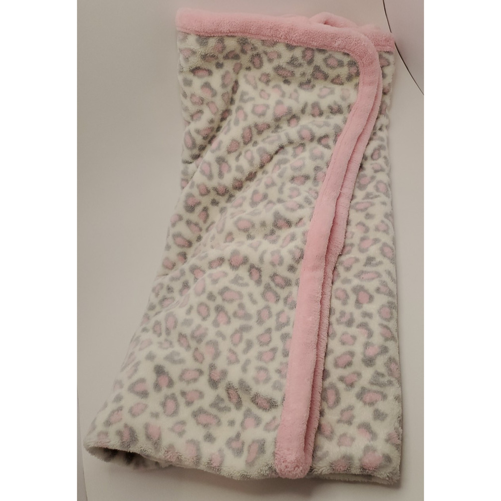 Garanimals Baby Blanket Leopard Print Cheetah Spot Gray Pink White Fleece 30x40